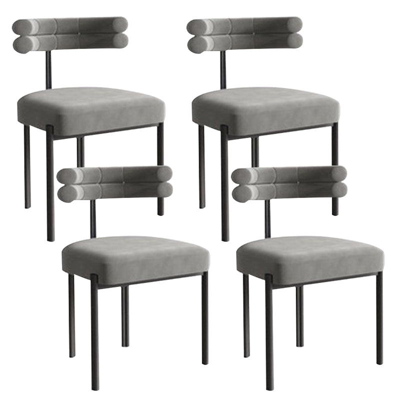 Moderne eenvoudige metalen zijstoel gestoffeerde eetkamerstoelen voor thuisgebruik