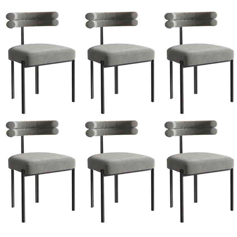 Moderne eenvoudige metalen zijstoel gestoffeerde eetkamerstoelen voor thuisgebruik