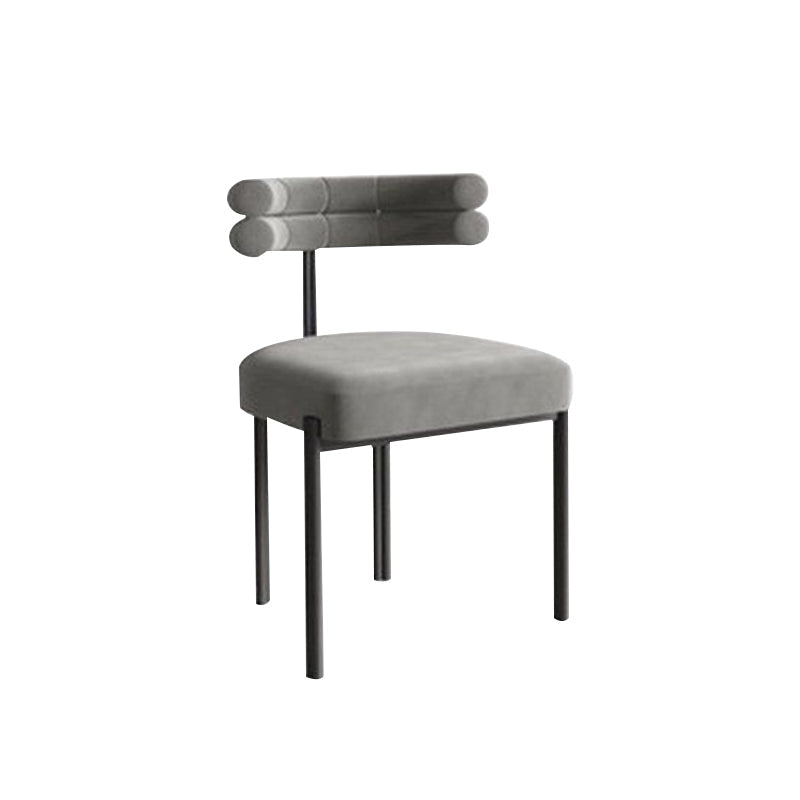 Moderne eenvoudige metalen zijstoel gestoffeerde eetkamerstoelen voor thuisgebruik