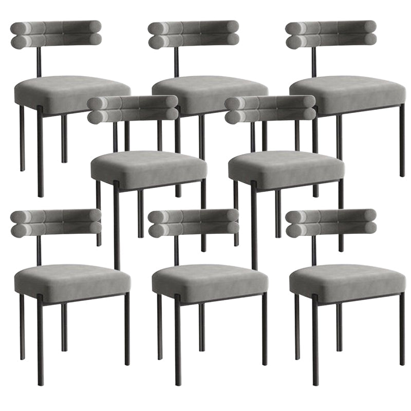 Moderne eenvoudige metalen zijstoel gestoffeerde eetkamerstoelen voor thuisgebruik