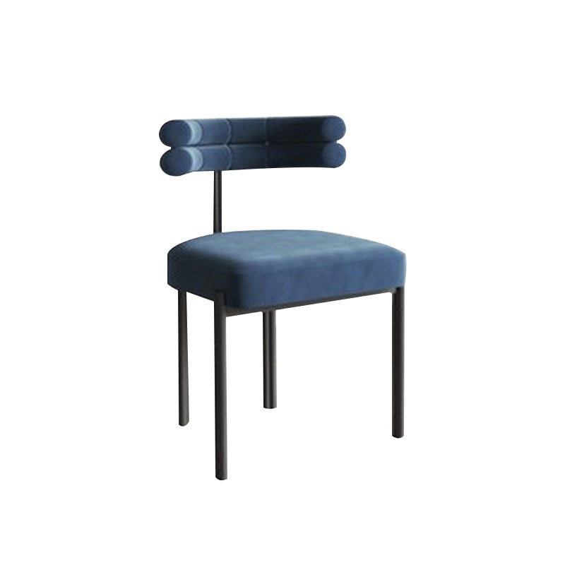 Moderne eenvoudige metalen zijstoel gestoffeerde eetkamerstoelen voor thuisgebruik