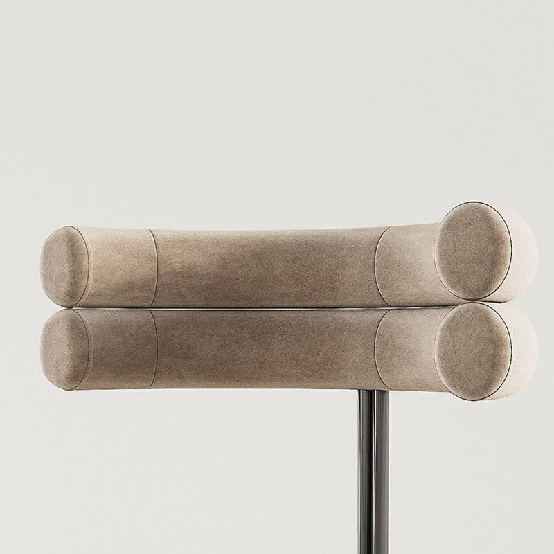 Moderne eenvoudige metalen zijstoel gestoffeerde eetkamerstoelen voor thuisgebruik