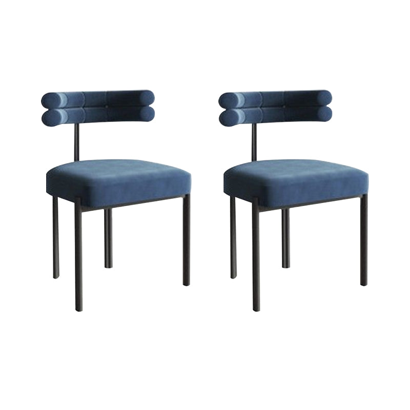 Moderne eenvoudige metalen zijstoel gestoffeerde eetkamerstoelen voor thuisgebruik