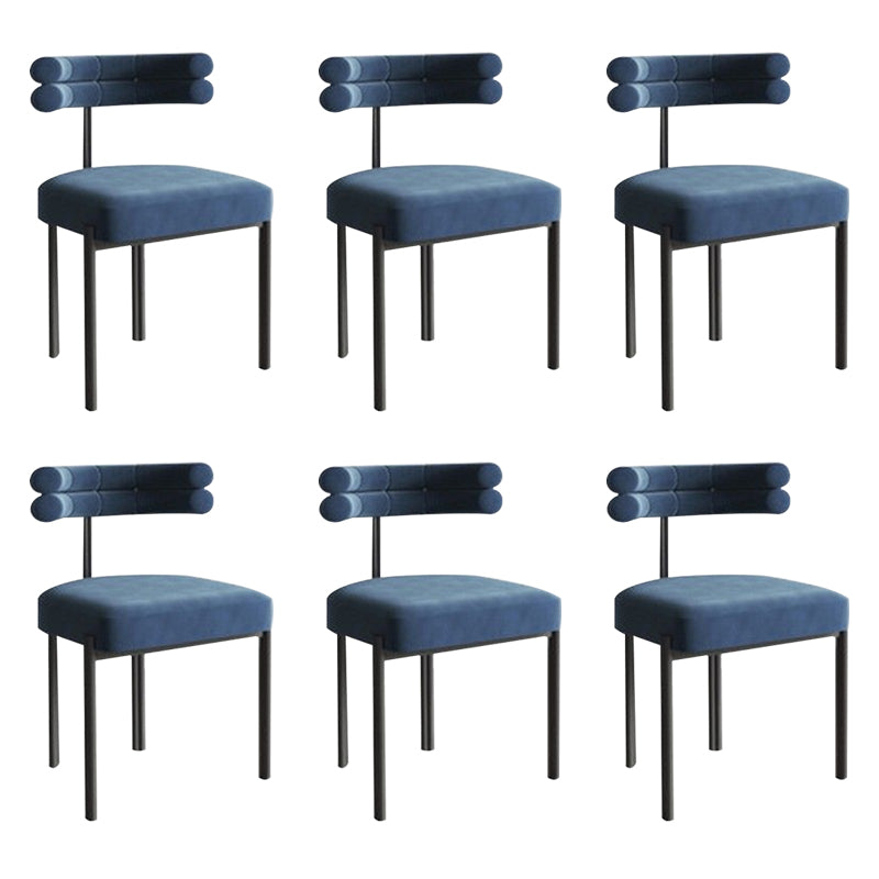 Moderne eenvoudige metalen zijstoel gestoffeerde eetkamerstoelen voor thuisgebruik