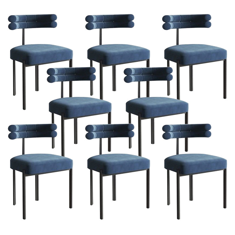 Moderne eenvoudige metalen zijstoel gestoffeerde eetkamerstoelen voor thuisgebruik