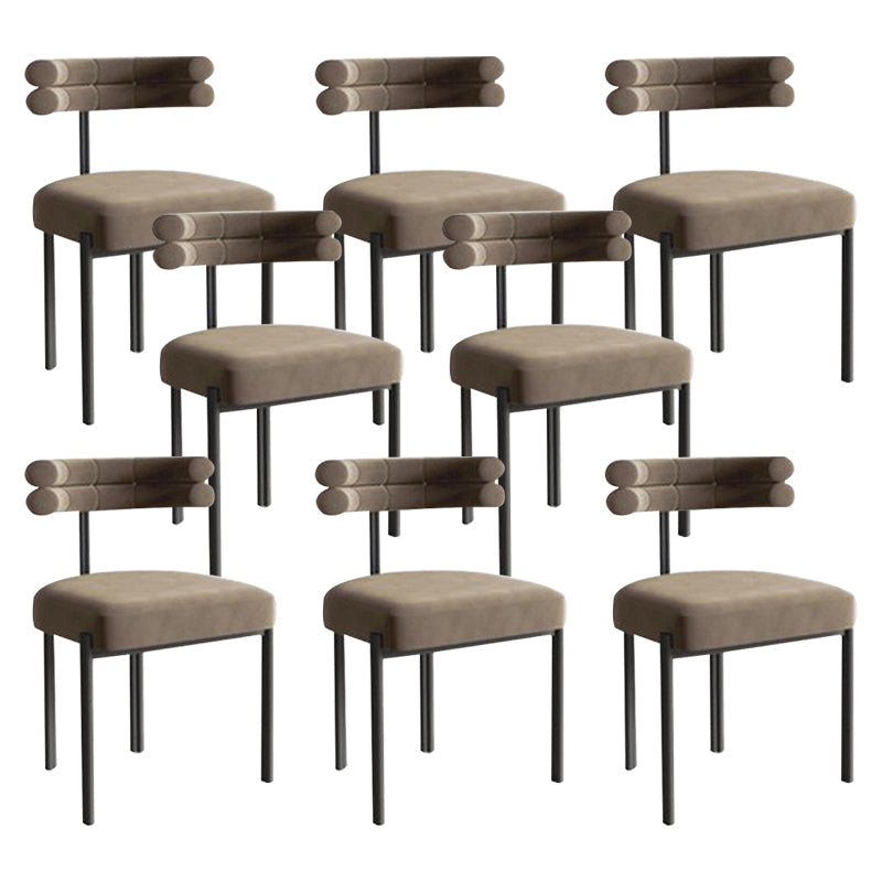 Moderne eenvoudige metalen zijstoel gestoffeerde eetkamerstoelen voor thuisgebruik