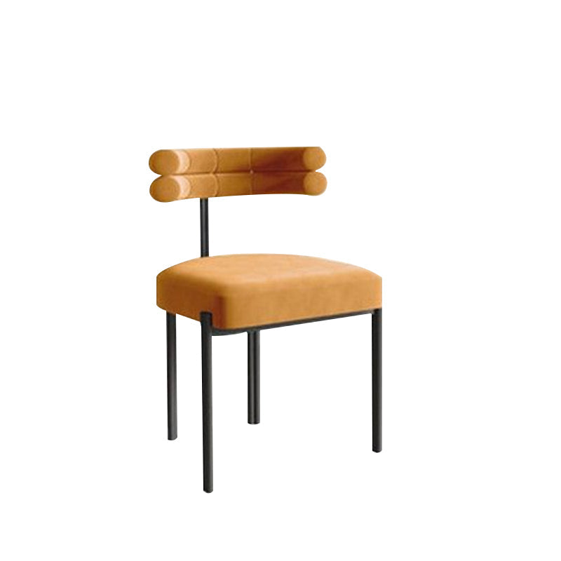 Moderne eenvoudige metalen zijstoel gestoffeerde eetkamerstoelen voor thuisgebruik