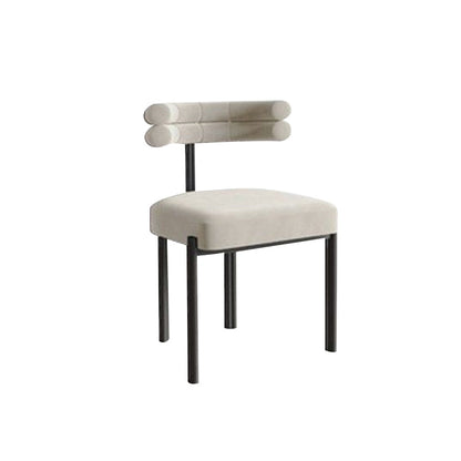 Moderne eenvoudige metalen zijstoel gestoffeerde eetkamerstoelen voor thuisgebruik