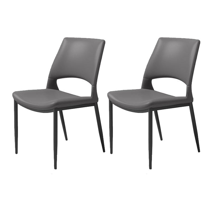 Kitchen Open Back Dining Chair Industrial Upholstered Armless Chair Grey Armless 2 Piece Set Clearhalo 'Dining Chairs' 'Dining Tables & Seating' 'dining_chair' 'furn' 'furn_dining_chair' 'Furniture' 'Kitchen & Dining Furniture' 7074915
