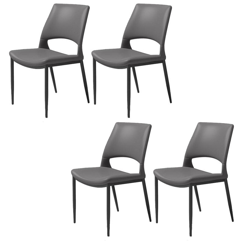 Kitchen Open Back Dining Chair Industrial Upholstered Armless Chair Grey Armless 4 Piece Set Clearhalo 'Dining Chairs' 'Dining Tables & Seating' 'dining_chair' 'furn' 'furn_dining_chair' 'Furniture' 'Kitchen & Dining Furniture' 7074917