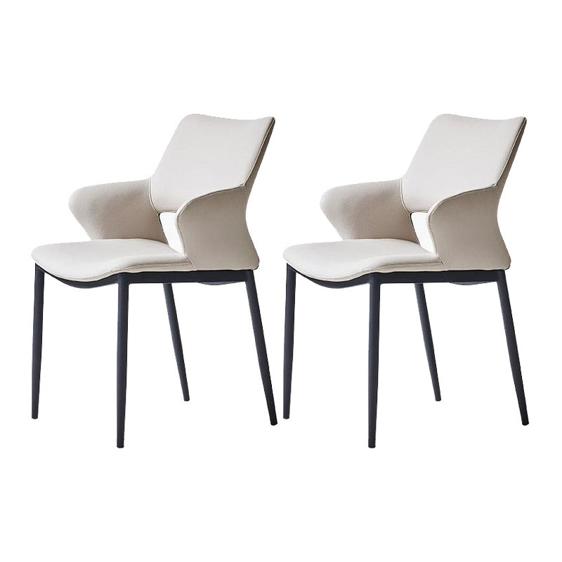 Kitchen Open Back Dining Chair Industrial Upholstered Armless Chair Light Gray With Arms 2 Piece Set Clearhalo 'Dining Chairs' 'Dining Tables & Seating' 'dining_chair' 'furn' 'furn_dining_chair' 'Furniture' 'Kitchen & Dining Furniture' 7074924