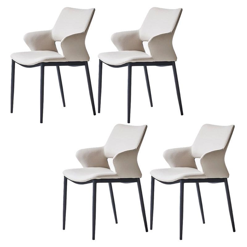 Kitchen Open Back Dining Chair Industrial Upholstered Armless Chair Light Gray With Arms 4 Piece Set Clearhalo 'Dining Chairs' 'Dining Tables & Seating' 'dining_chair' 'furn' 'furn_dining_chair' 'Furniture' 'Kitchen & Dining Furniture' 7074927