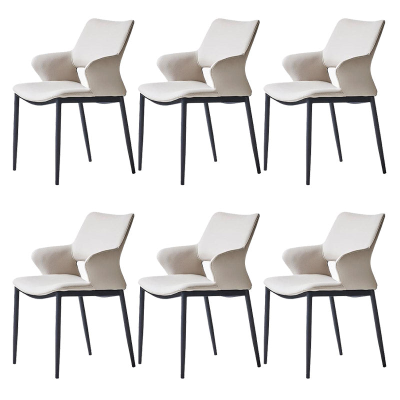Kitchen Open Back Dining Chair Industrial Upholstered Armless Chair Light Gray With Arms 6 Piece Set Clearhalo 'Dining Chairs' 'Dining Tables & Seating' 'dining_chair' 'furn' 'furn_dining_chair' 'Furniture' 'Kitchen & Dining Furniture' 7074929