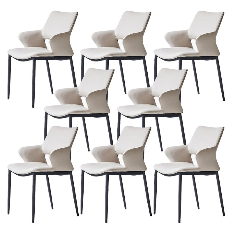 Kitchen Open Back Dining Chair Industrial Upholstered Armless Chair Light Gray With Arms 8 Piece Set Clearhalo 'Dining Chairs' 'Dining Tables & Seating' 'dining_chair' 'furn' 'furn_dining_chair' 'Furniture' 'Kitchen & Dining Furniture' 7074930