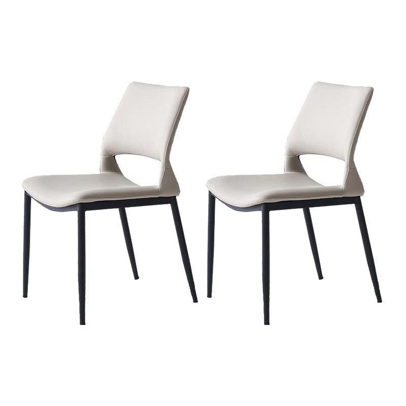 Kitchen Open Back Dining Chair Industrial Upholstered Armless Chair Light Gray Armless 2 Piece Set Clearhalo 'Dining Chairs' 'Dining Tables & Seating' 'dining_chair' 'furn' 'furn_dining_chair' 'Furniture' 'Kitchen & Dining Furniture' 7074934