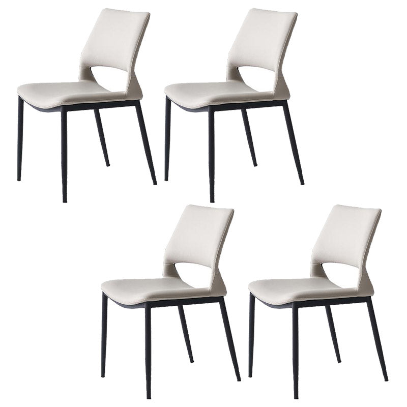 Kitchen Open Back Dining Chair Industrial Upholstered Armless Chair Light Gray Armless 4 Piece Set Clearhalo 'Dining Chairs' 'Dining Tables & Seating' 'dining_chair' 'furn' 'furn_dining_chair' 'Furniture' 'Kitchen & Dining Furniture' 7074937