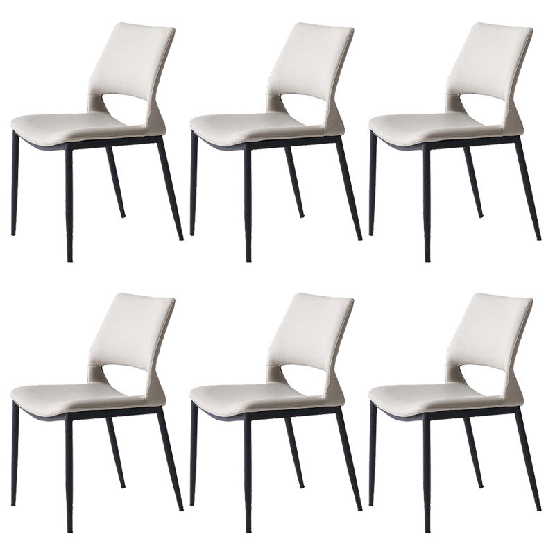 Kitchen Open Back Dining Chair Industrial Upholstered Armless Chair Light Gray Armless 6 Piece Set Clearhalo 'Dining Chairs' 'Dining Tables & Seating' 'dining_chair' 'furn' 'furn_dining_chair' 'Furniture' 'Kitchen & Dining Furniture' 7074938