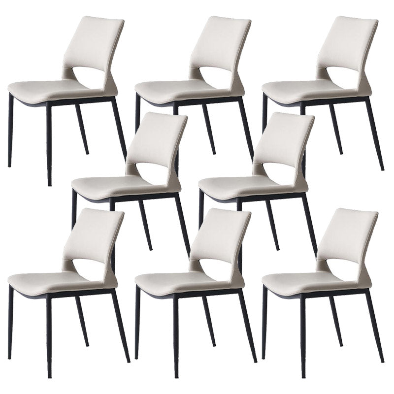 Kitchen Open Back Dining Chair Industrial Upholstered Armless Chair Light Gray Armless 8 Piece Set Clearhalo 'Dining Chairs' 'Dining Tables & Seating' 'dining_chair' 'furn' 'furn_dining_chair' 'Furniture' 'Kitchen & Dining Furniture' 7074939