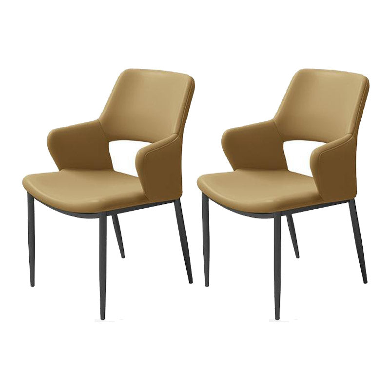 Kitchen Open Back Dining Chair Industrial Upholstered Armless Chair Orange With Arms 2 Piece Set Clearhalo 'Dining Chairs' 'Dining Tables & Seating' 'dining_chair' 'furn' 'furn_dining_chair' 'Furniture' 'Kitchen & Dining Furniture' 7074941