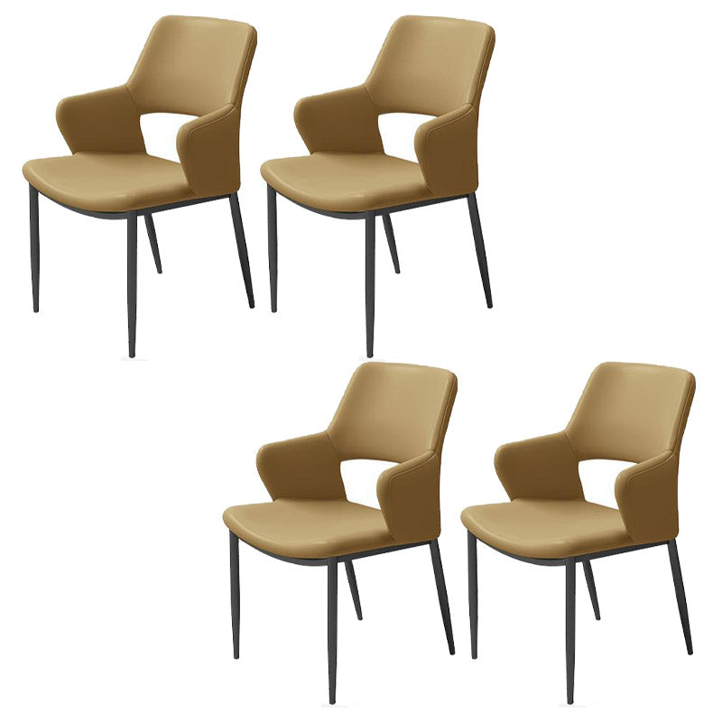 Kitchen Open Back Dining Chair Industrial Upholstered Armless Chair Orange With Arms 4 Piece Set Clearhalo 'Dining Chairs' 'Dining Tables & Seating' 'dining_chair' 'furn' 'furn_dining_chair' 'Furniture' 'Kitchen & Dining Furniture' 7074942