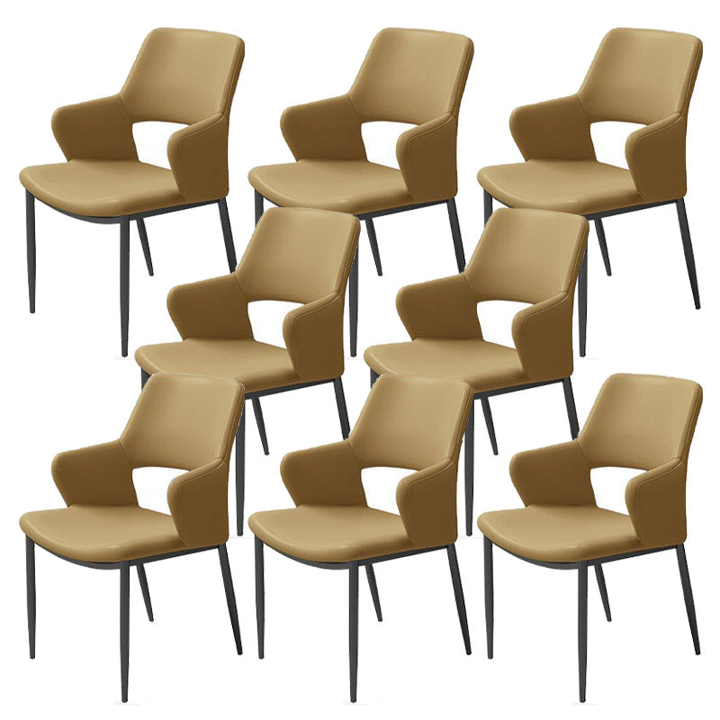 Kitchen Open Back Dining Chair Industrial Upholstered Armless Chair Orange With Arms 8 Piece Set Clearhalo 'Dining Chairs' 'Dining Tables & Seating' 'dining_chair' 'furn' 'furn_dining_chair' 'Furniture' 'Kitchen & Dining Furniture' 7074944