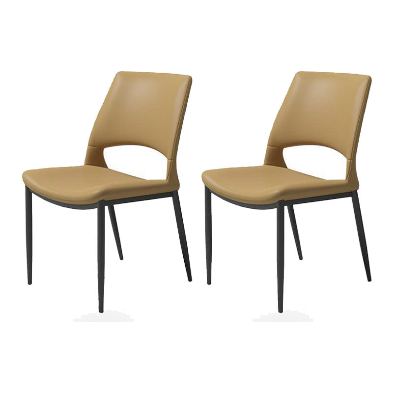Kitchen Open Back Dining Chair Industrial Upholstered Armless Chair Orange Armless 2 Piece Set Clearhalo 'Dining Chairs' 'Dining Tables & Seating' 'dining_chair' 'furn' 'furn_dining_chair' 'Furniture' 'Kitchen & Dining Furniture' 7074946