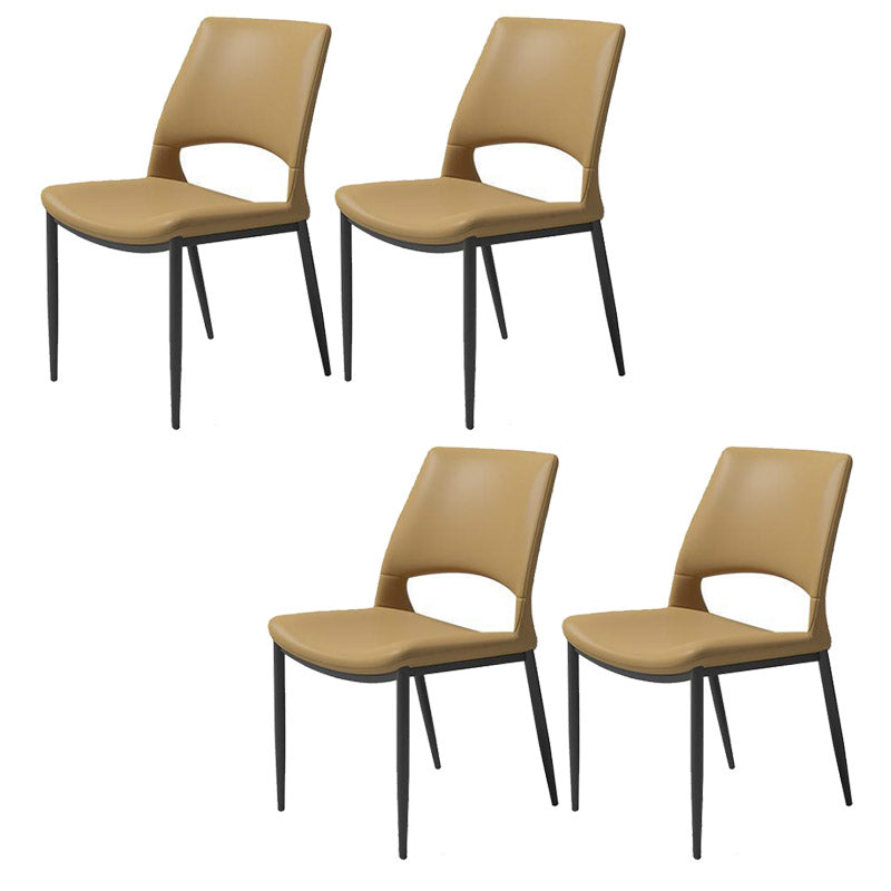 Kitchen Open Back Dining Chair Industrial Upholstered Armless Chair Orange Armless 4 Piece Set Clearhalo 'Dining Chairs' 'Dining Tables & Seating' 'dining_chair' 'furn' 'furn_dining_chair' 'Furniture' 'Kitchen & Dining Furniture' 7074947