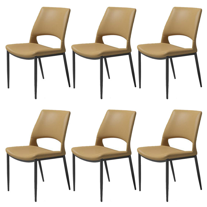 Kitchen Open Back Dining Chair Industrial Upholstered Armless Chair Orange Armless 6 Piece Set Clearhalo 'Dining Chairs' 'Dining Tables & Seating' 'dining_chair' 'furn' 'furn_dining_chair' 'Furniture' 'Kitchen & Dining Furniture' 7074948