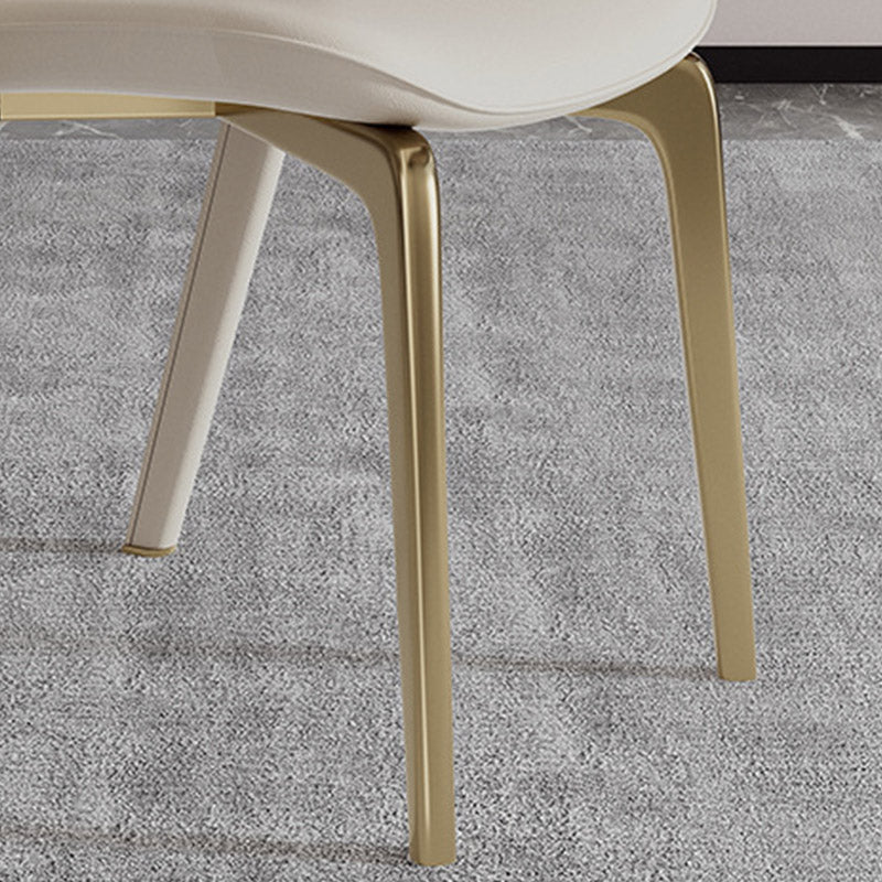 Glam Kitchen Dining Side Chair  Open Back Metal Legs Armless Chair