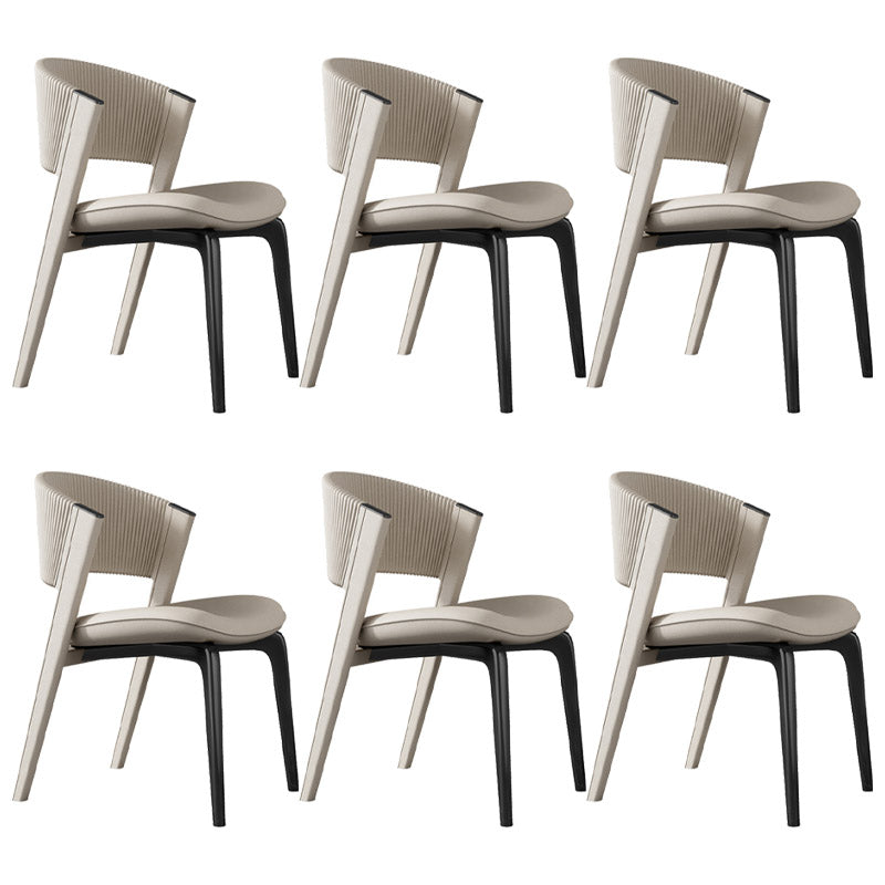 Glam Kitchen Dining Side Chair  Open Back Metal Legs Armless Chair