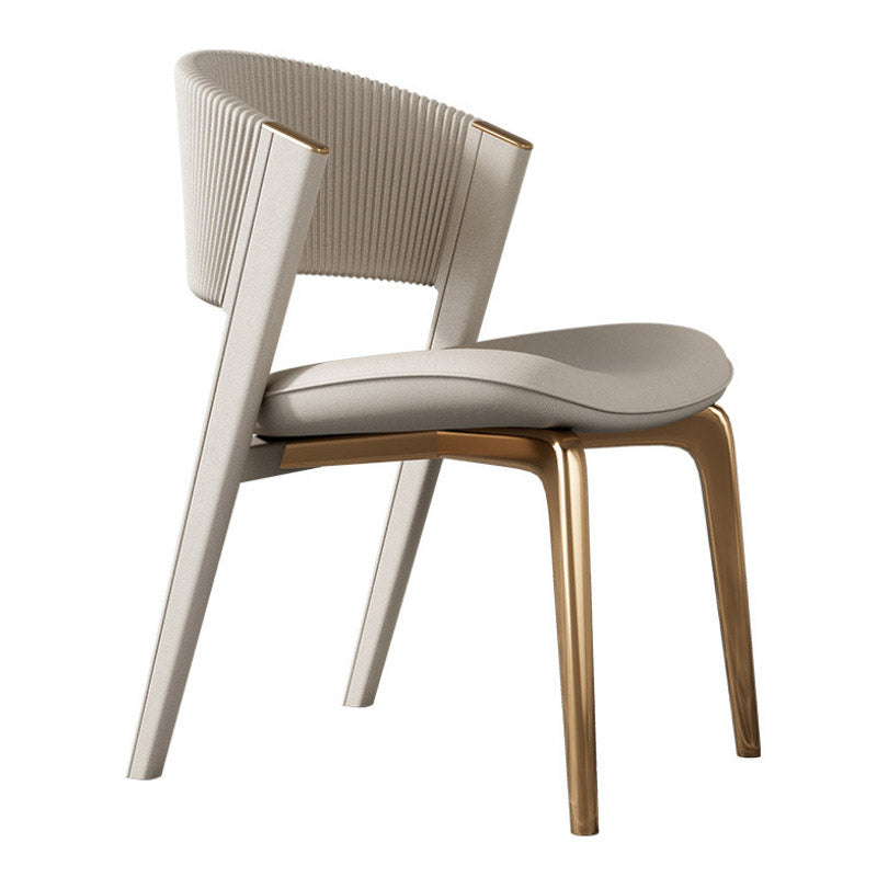 Glam Kitchen Dining Side Chair  Open Back Metal Legs Armless Chair