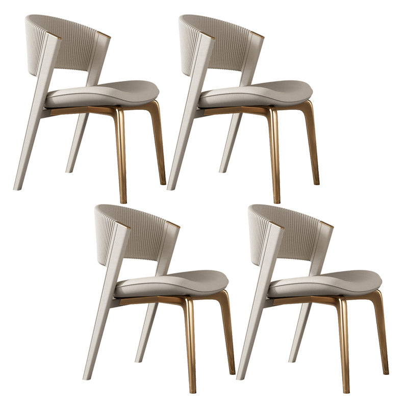 Glam Kitchen Dining Side Chair  Open Back Metal Legs Armless Chair