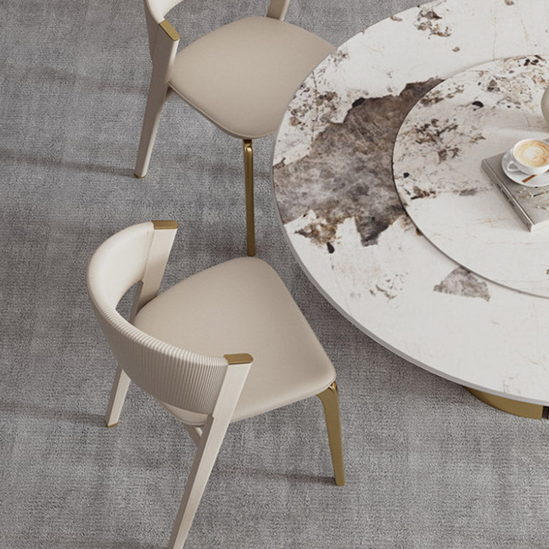 Glam Kitchen Dining Side Chair  Open Back Metal Legs Armless Chair