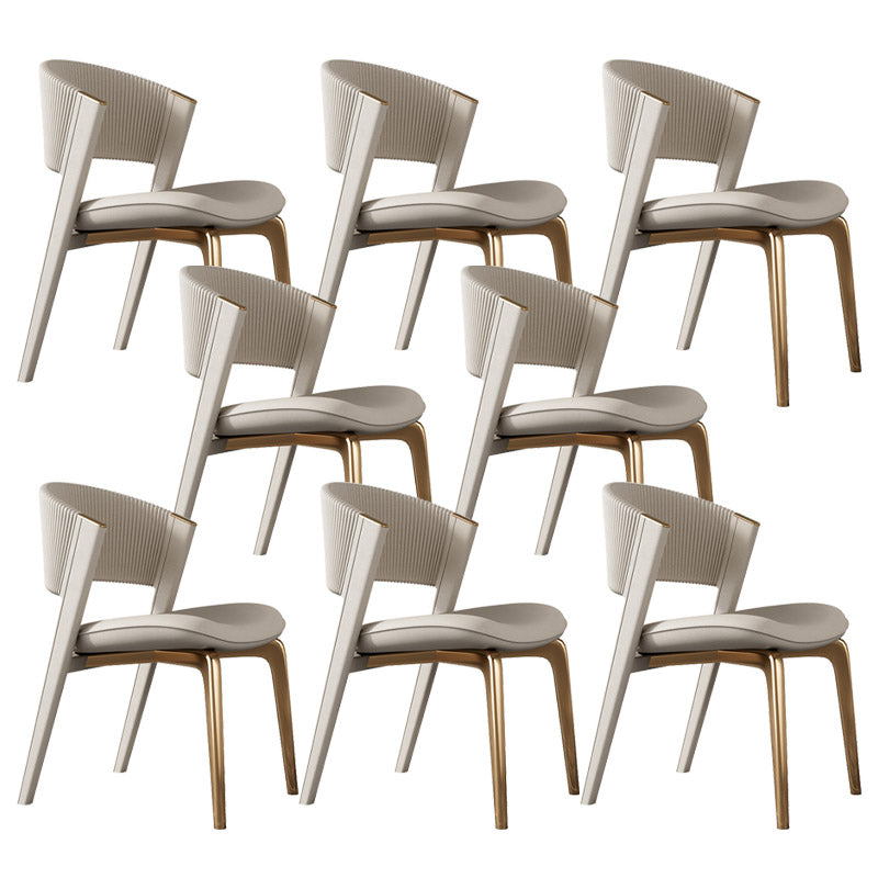 Glam Kitchen Dining Side Chair  Open Back Metal Legs Armless Chair