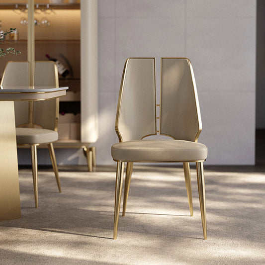 Kitchen Glam Dining Armless Chair Wingback Metal Legs Side Chair