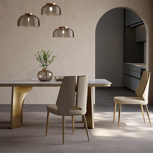 Kitchen Glam Dining Armless Chair Wingback Metal Legs Side Chair