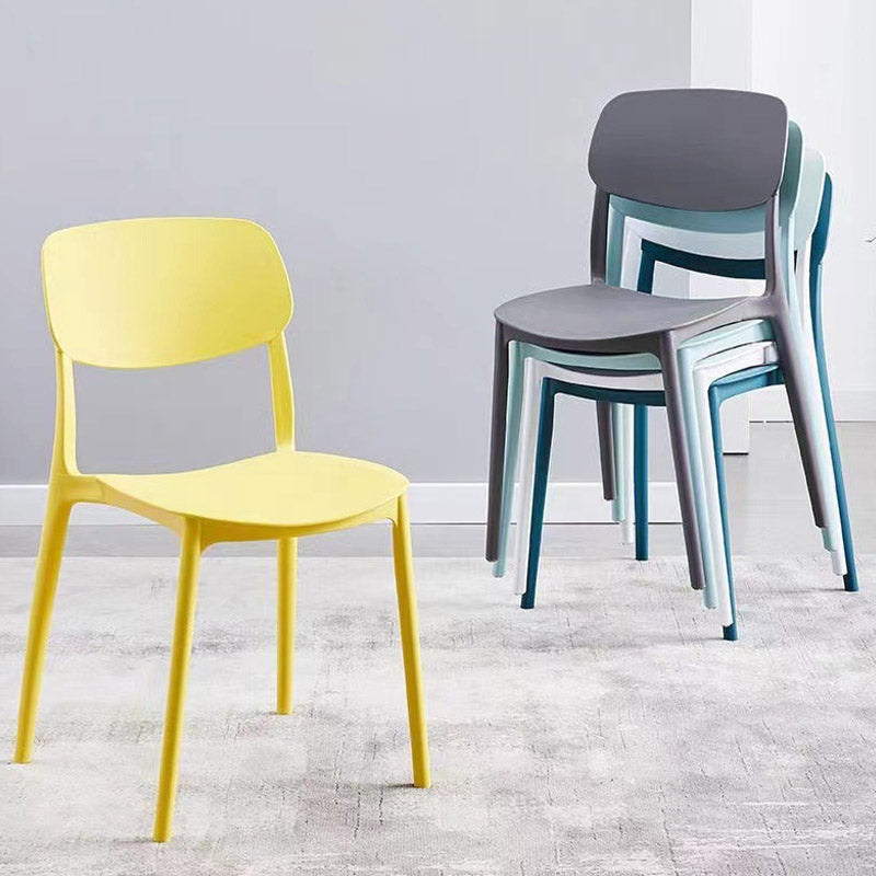 Open Back Dining Side Chair Contemporary Plastic Armless Dining Chair
