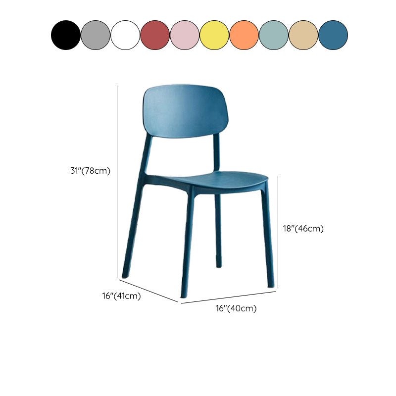 Open Back Dining Side Chair Contemporary Plastic Armless Dining Chair