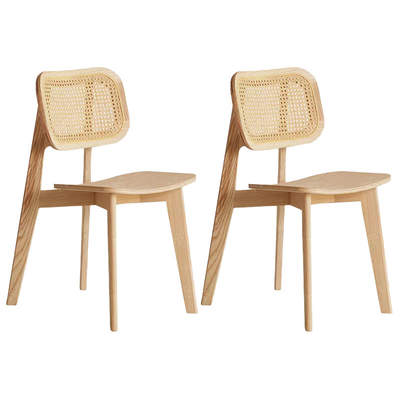 Industriële vaste houten armloze stoel keuken eetstoel zijkant