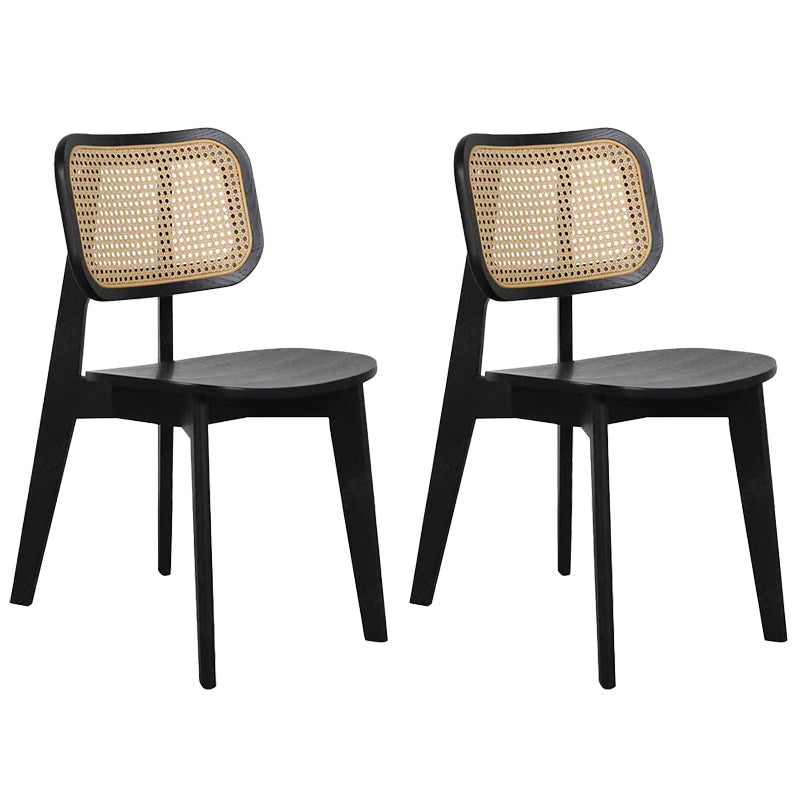 Industriële vaste houten armloze stoel keuken eetstoel zijkant