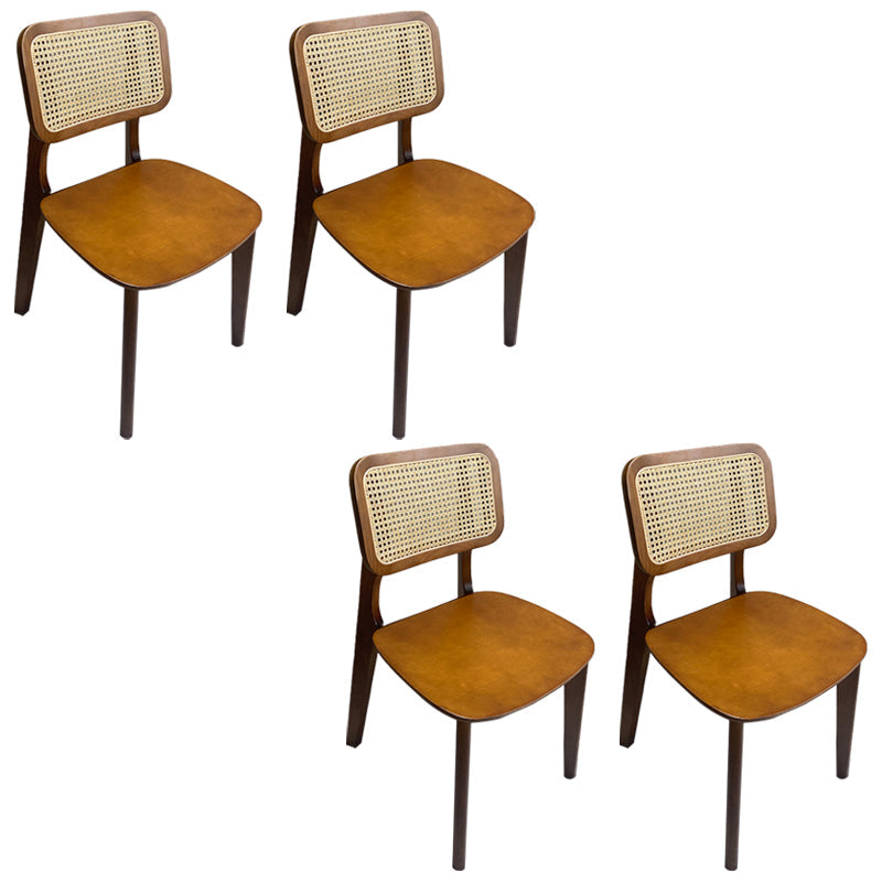 Industriële vaste houten armloze stoel keuken eetstoel zijkant