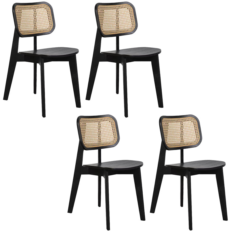 Industriële vaste houten armloze stoel keuken eetstoel zijkant