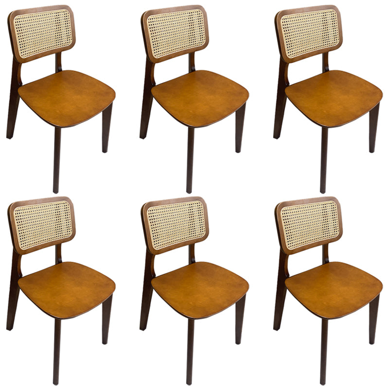 Industriële vaste houten armloze stoel keuken eetstoel zijkant