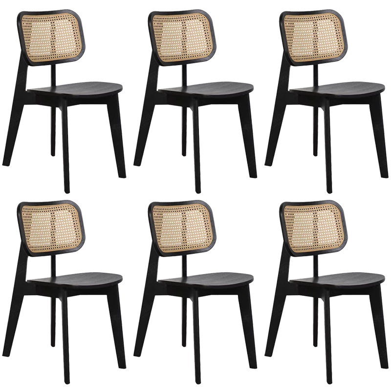 Industriële vaste houten armloze stoel keuken eetstoel zijkant