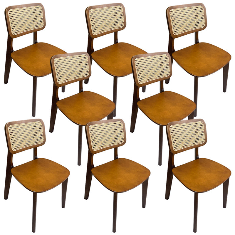 Industriële vaste houten armloze stoel keuken eetstoel zijkant