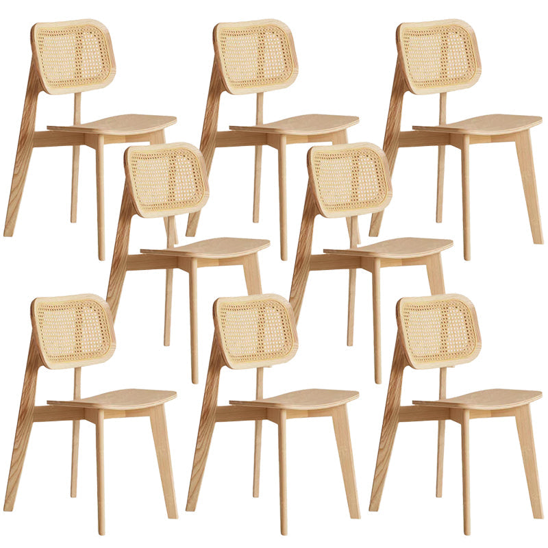 Industriële vaste houten armloze stoel keuken eetstoel zijkant