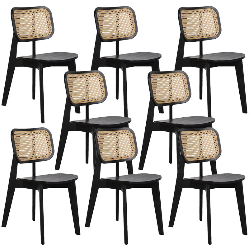 Industriële vaste houten armloze stoel keuken eetstoel zijkant