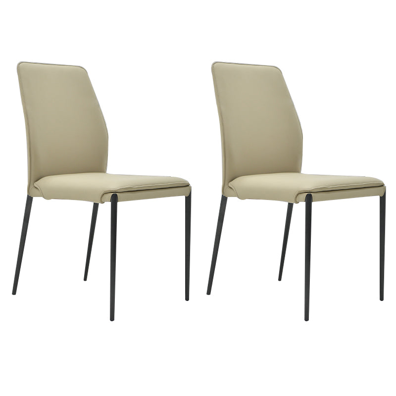 Faux Leather Parsons Dining Chair Dining Room Upholstered Chair Cream Gray 2 Piece Set Clearhalo 'Dining Chairs' 'Dining Tables & Seating' 'dining_chair' 'furn' 'furn_dining_chair' 'Furniture' 'Kitchen & Dining Furniture' 7075122