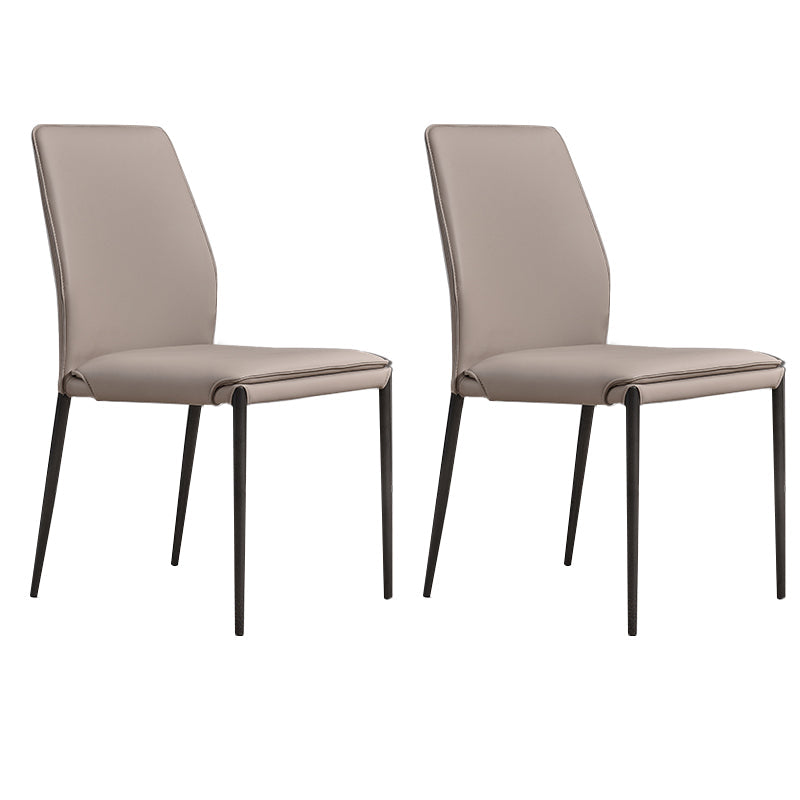 Faux Leather Parsons Dining Chair Dining Room Upholstered Chair Light Gray 2 Piece Set Clearhalo 'Dining Chairs' 'Dining Tables & Seating' 'dining_chair' 'furn' 'furn_dining_chair' 'Furniture' 'Kitchen & Dining Furniture' 7075126