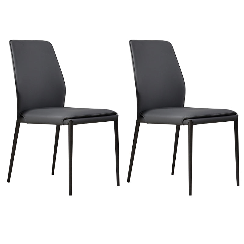 Faux Leather Parsons Dining Chair Dining Room Upholstered Chair Dark Gray 2 Piece Set Clearhalo 'Dining Chairs' 'Dining Tables & Seating' 'dining_chair' 'furn' 'furn_dining_chair' 'Furniture' 'Kitchen & Dining Furniture' 7075127
